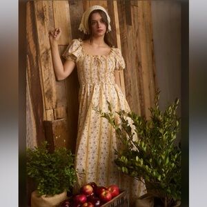 Blu Pepper yellow Floral midi Dress